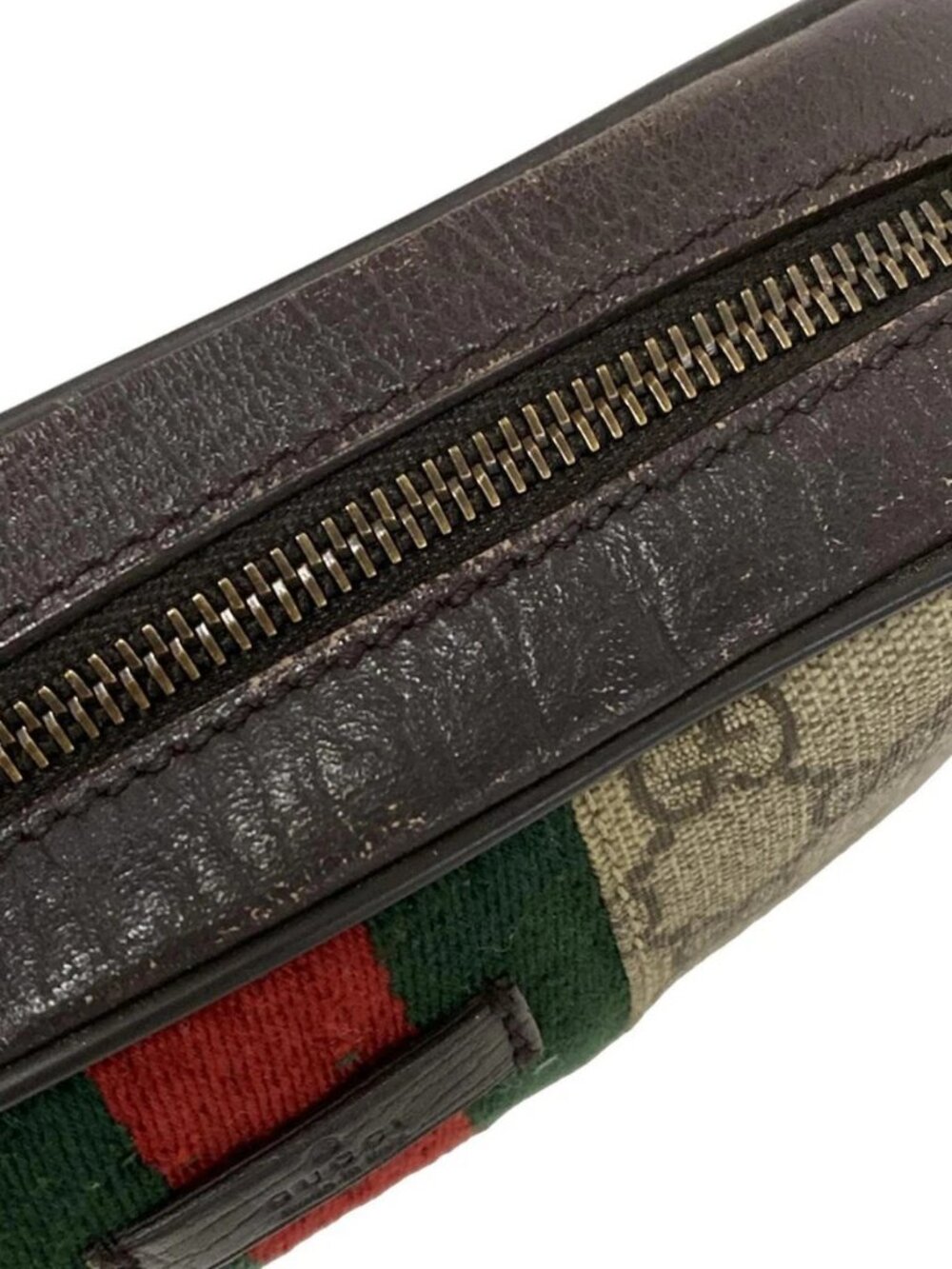 GUCCI GG Plus/GG Supreme/Sherry (Web) 162910 Dark Brown Red Multi PVC Leather - Picture 11 of 15